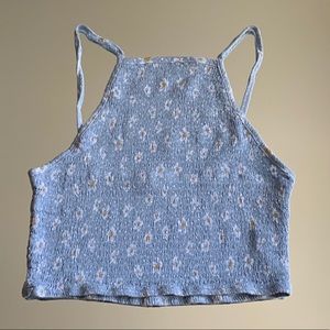 PACSUN L.A HEARTS BLUE FLORAL HALTER TANK